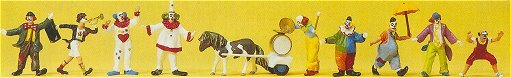 Preiser 20258 HO Scale Circus Figures Clowns w/Pony