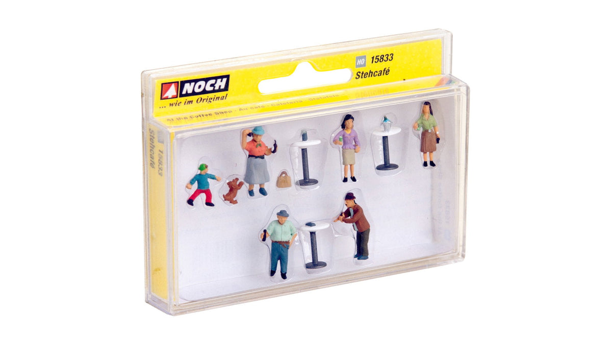 Noch 15833 HO Scale Stand-Up Cafe Patrons Set, 6 Figures & 3 Tables