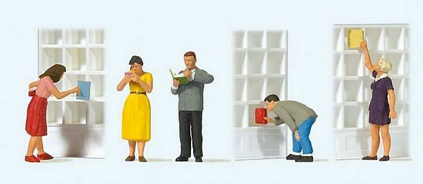 Preiser 10675 HO Scale At the Bookstore pkg(5)