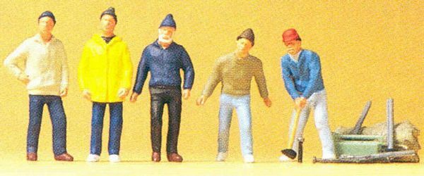 Preiser 20261 HO Scale Circus Workers pkg(5) Roustabouts with Tools