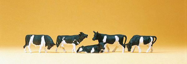 Preiser 14155 HO Scale Animals Cows - Colors may vary, black/white