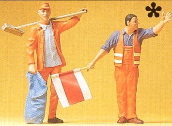 Preiser 45008 G Scale Highway Workers Sweeper & Flagman