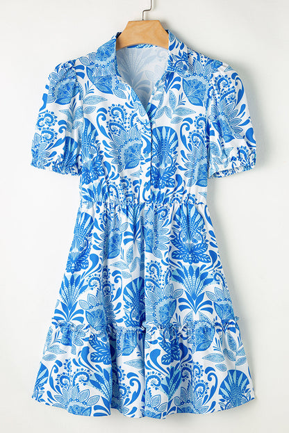Lilly Floral Drawstring Waist Ruffled Dress by Poppy Lee Lane