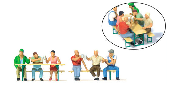 Preiser 10703 HO Scale Friends Having a Drink Figure Set pkg(6)