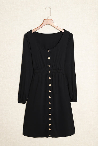 Julianna Button Up High Waist Long Sleeve Dress by Poppy Lee Lane