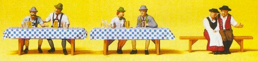 Preiser 10449 HO Scale Oktoberfest Goers #2 Seated At Tables pkg(6)