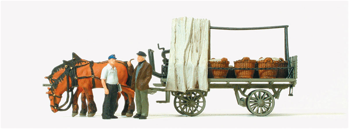 Preiser 30449 HO Scale Horse-Drawn Vegetable Market Wagon