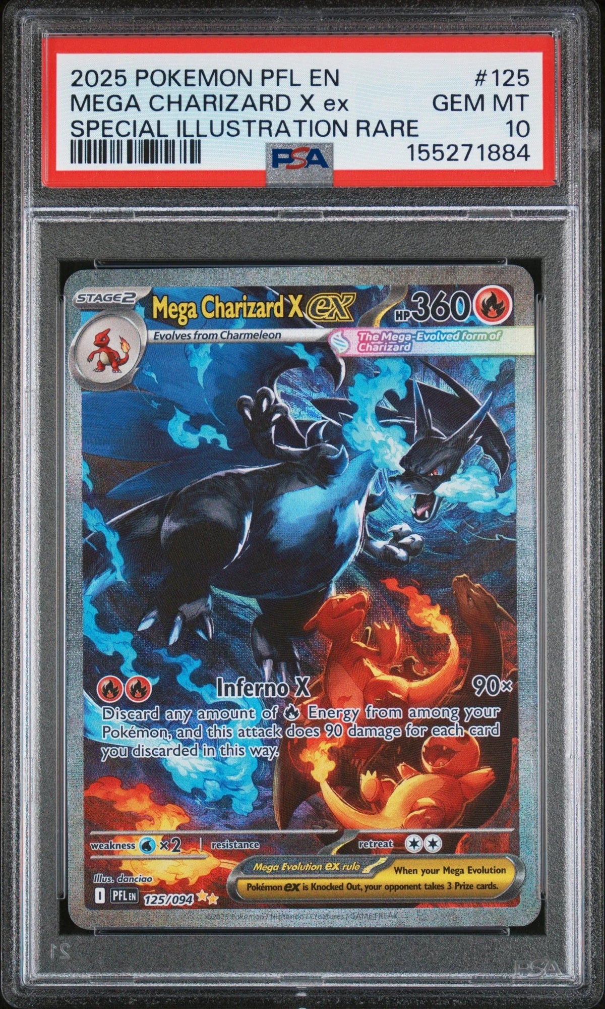 PSA 10 Mega Charizard X ex #125 · Phantasmal Flames · 2025