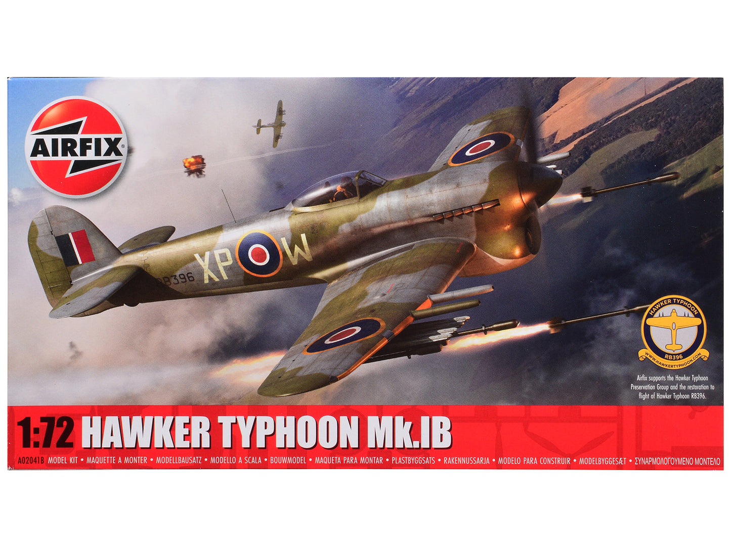 Level 1 Model Kit Hawker Typhoon Mk.IB Aircraft with 2 Scheme Options 1/72 Plastic Model Kit by Airfix  free shipping USA