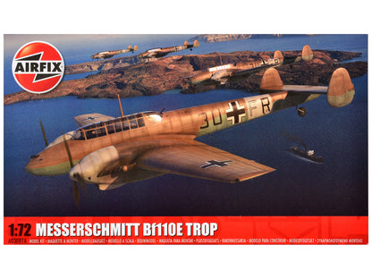 Level 2 Model Kit Messerschmitt Bf110E/E-2 TROP Fighter Aircraft with 2 Scheme Options 1/72 Plastic Model Kit by Airfix  free shipping USA