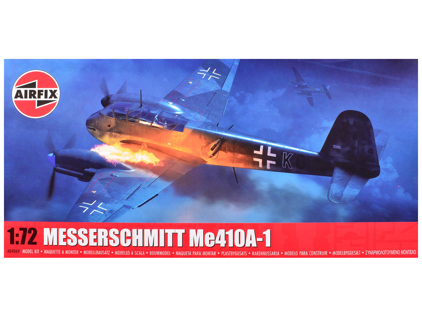 Level 2 Model Kit Messerschmitt Me410A-1 Fighter Aircraft with 2 Scheme Options 1/72 Plastic Model Kit by Airfix  free shipping USA