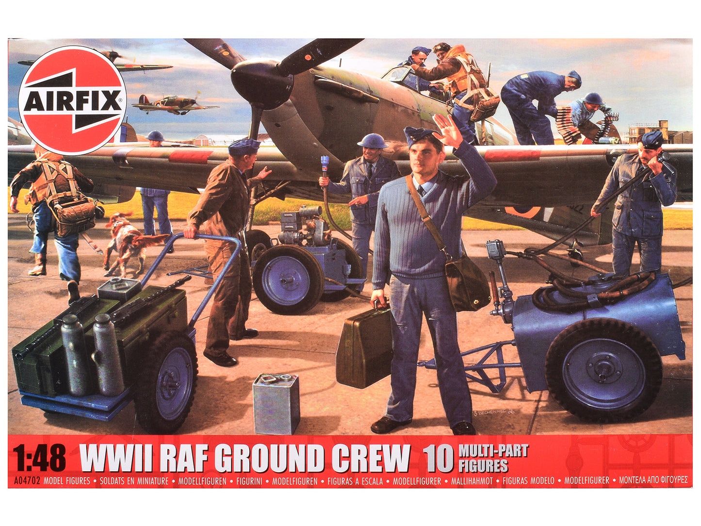 Level 1 Model Kit WWII RAF Ground Crew Figure and Accessory Set 1/48 Plastic Model Kit by Airfix  free shipping USA
