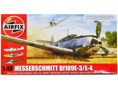 Level 2 Model Kit Messerschmitt Bf109E-3/E-4 Fighter Aircraft with 3 Scheme Options 1/48 Plastic Model Kit by Airfix  free shipping USA