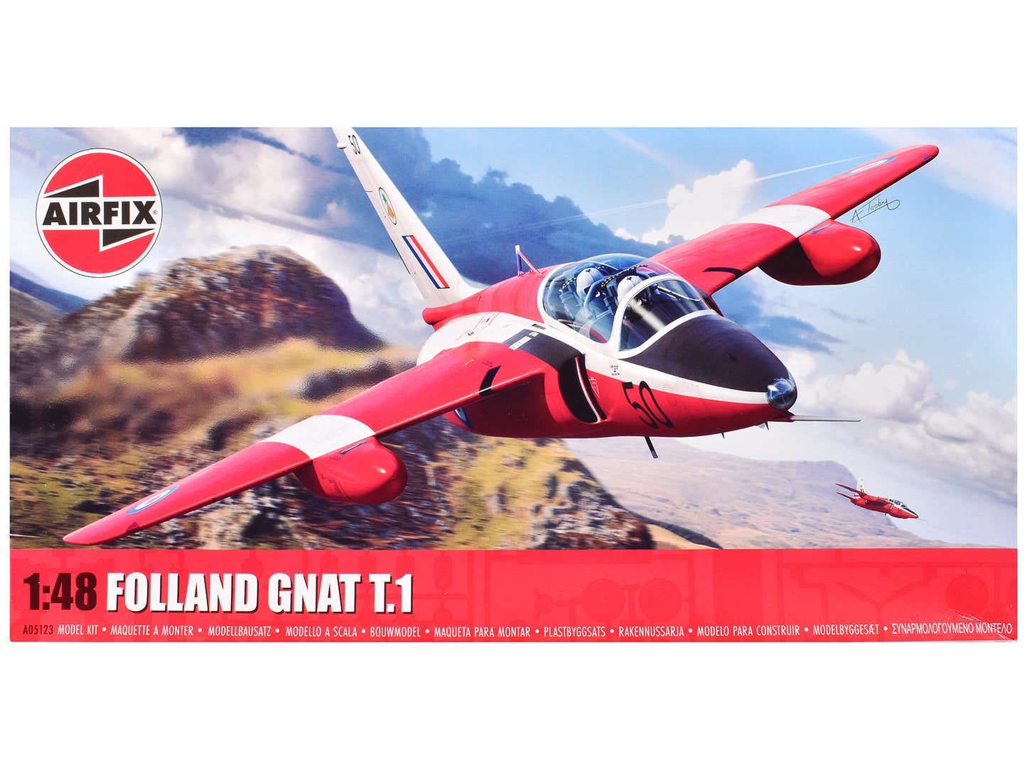 Level 2 Model Kit Folland Gnat T.1 Fighter Aircraft with 2 Scheme Options 1/48 Plastic Model Kit by Airfix  free shipping USA