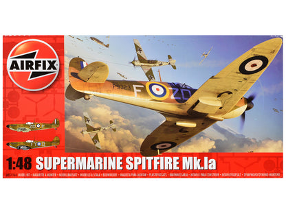 Level 2 Model Kit Supermarine Spitfire Mk Ia Fighter Aircraft with 2 Scheme Options 1/48 Plastic Model Kit by Airfix  free shipping USA