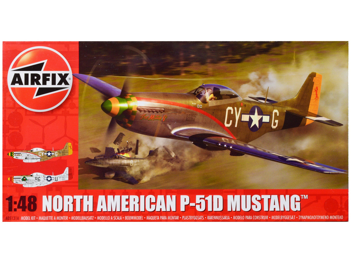 Level 2 Model Kit North American P-51D Mustang Fighter Aircraft with 2 Scheme Options 1/48 Plastic Model Kit by Airfix  free shipping USA