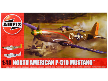 Level 2 Model Kit North American P-51D Mustang Fighter Aircraft with 2 Scheme Options 1/48 Plastic Model Kit by Airfix  free shipping USA