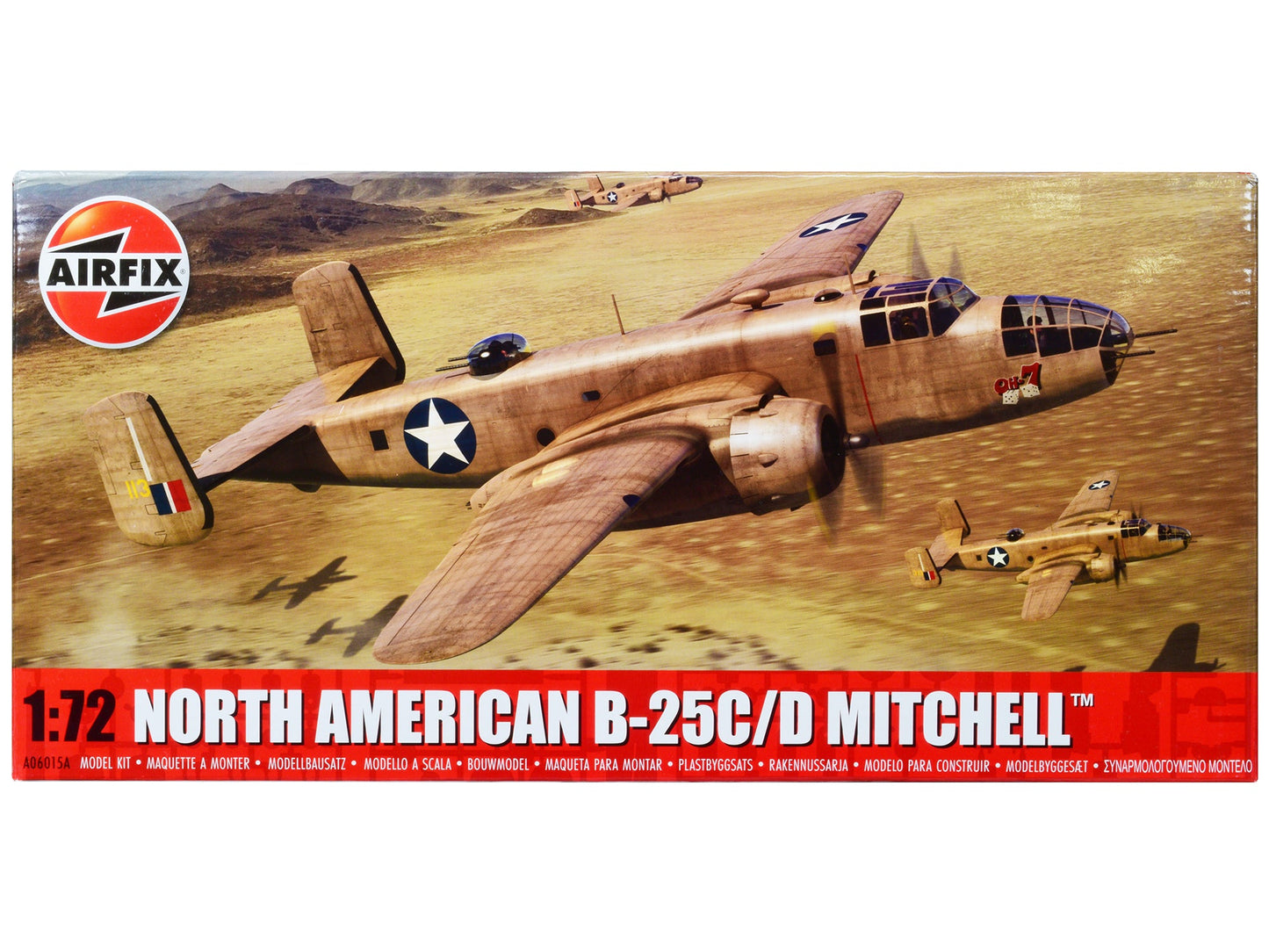 Level 3 Model Kit North American B-25C/D Mitchell Bomber Aircraft with 2 Scheme Options 1/72 Plastic Model Kit by Airfix  free shipping USA