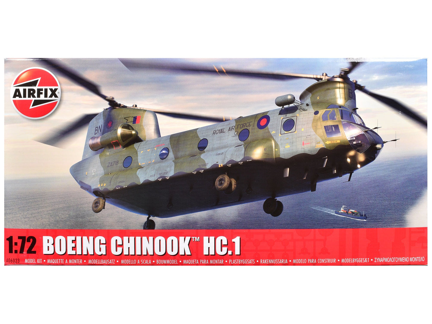 Level 3 Model Kit Boeing Chinook HC.1 Helicopter with 2 Scheme Options 1/72 Plastic Model Kit by Airfix  free shipping USA