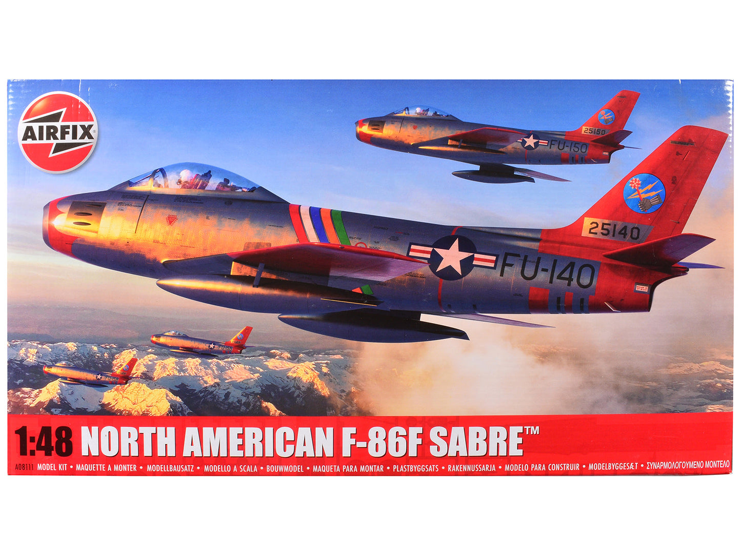 Level 2 Model Kit North American F-86F Sabre Aircraft with 2 Scheme Options 1/48 Plastic Model Kit by Airfix  free shipping USA