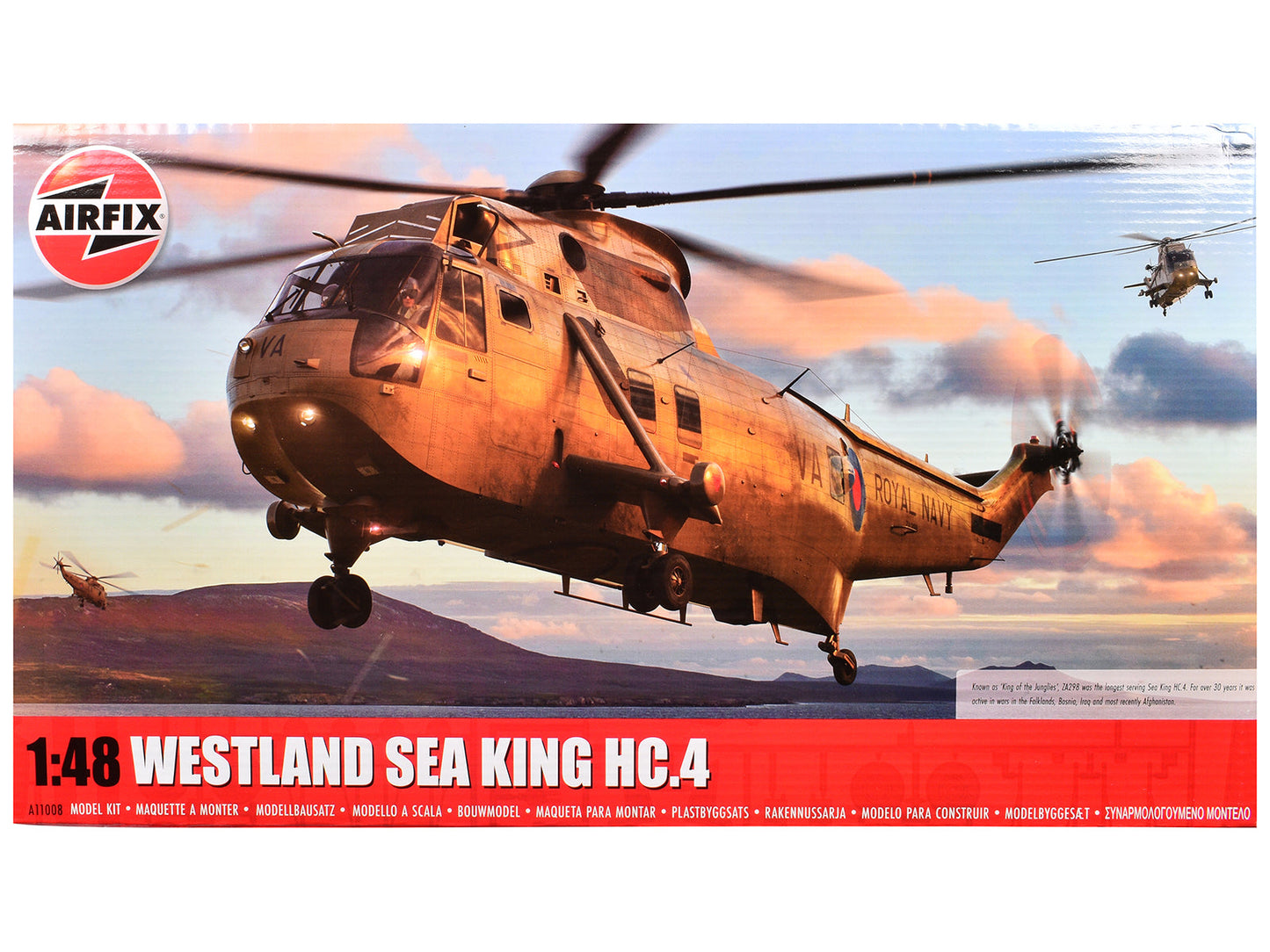 Level 4 Model Kit Westland Sea King HC.4 Helicopter with 4 Scheme Options 1/48 Plastic Model Kit by Airfix  free shipping USA