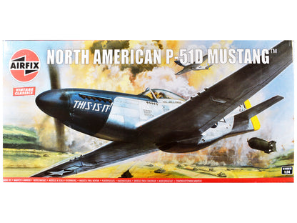 Level 4 Model Kit North American P-51D Mustang Aircraft with 2 Scheme Options 1/24 Plastic Model Kit by Airfix  free shipping USA