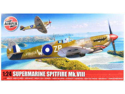Level 4 Model Kit Supermarine Spitfire Mk.VIII Fighter Aircraft with 3 Scheme Options 1/24 Plastic Model Kit by Airfix  free shipping USA