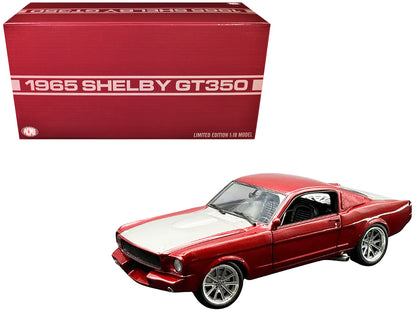 1965 Shelby GT350R Pro Touring Red Metallic with Silver Hood and Trunk Limited Edition to 350 pieces Worldwide 1/18 Diecast Model Car by ACME  free shipping USA