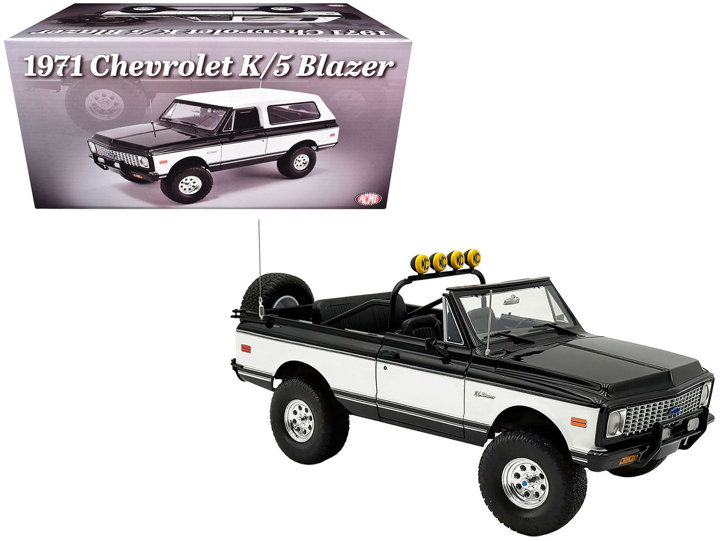 1971 Chevrolet K5 Blazer Tuxedo Black and White Limited Edition to 396 pieces Worldwide 1/18 Diecast Model Car by ACME  free shipping USA