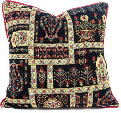 DaDalogy Bedding Dark Noir Botanical Mughal Floral Vintage Fleur Tapestry Throw Pillow Covers 16" (18197) by DaDa Bedding Collection