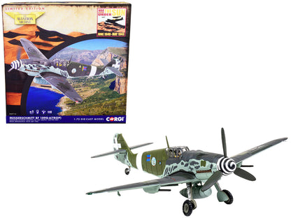Messerschmitt Me109G-6 (Trop) Fighter Aircraft "Maggiore Antonio Vizzotto 150 Gruppo Gigi Tre Osei Regia Aeronautica Sicily" (July 1943) "The Aviation Archive" Series 1/72 Diecast Model by Corgi  free shipping USA