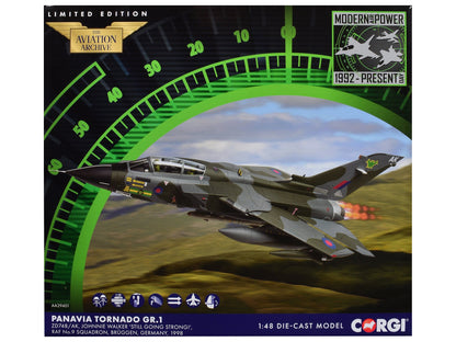Panavia Tornado GR.1 Aircraft "Johnnie Walker 'Still Going Strong' No. 9 Squadron" (1998) British Royal Air Force "The Aviation Archive" Series 1/48 Diecast Model by Corgi  free shipping USA