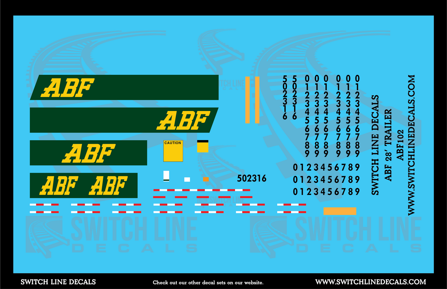 S Scale ABF Freight 28' Trailers Decal Set