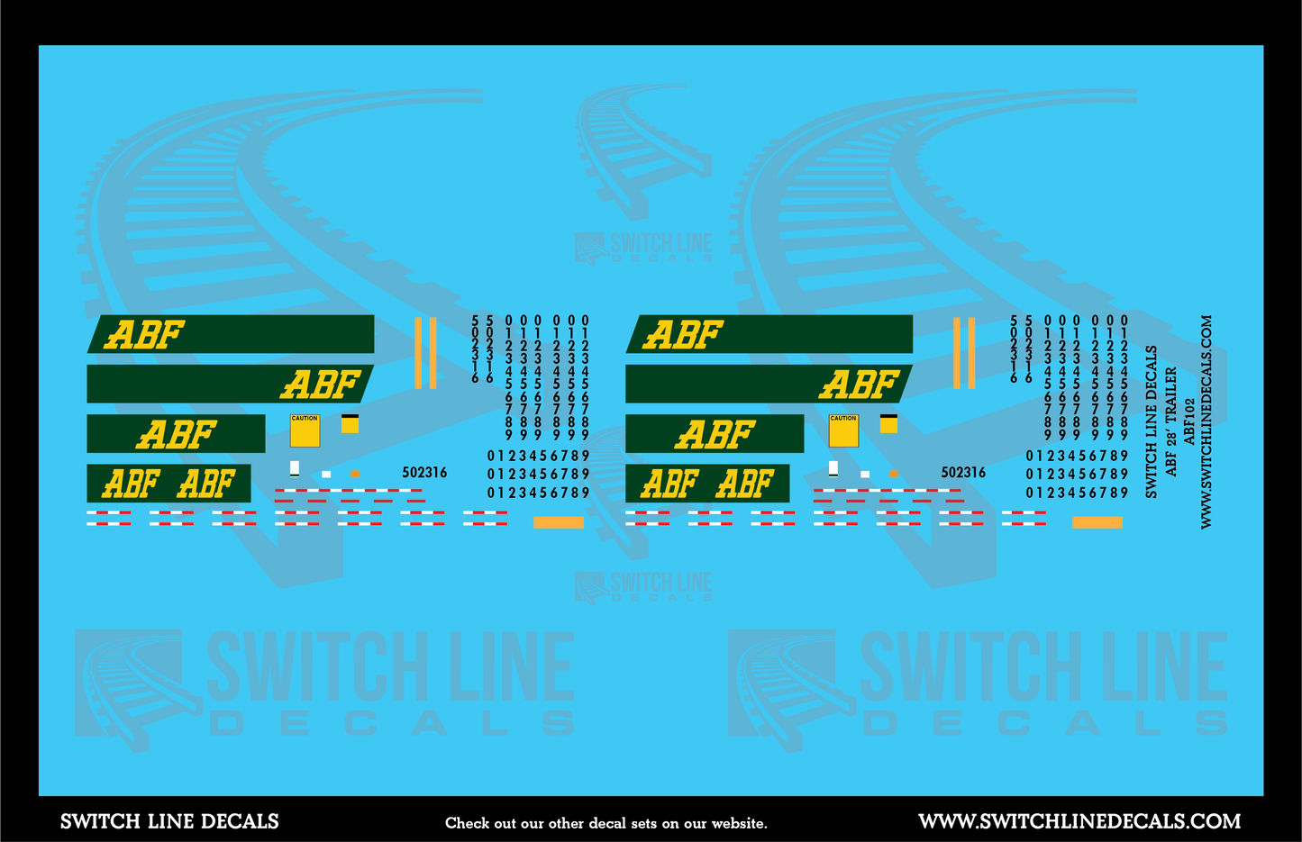HO Scale ABF Freight 28' Trailers Decal Set
