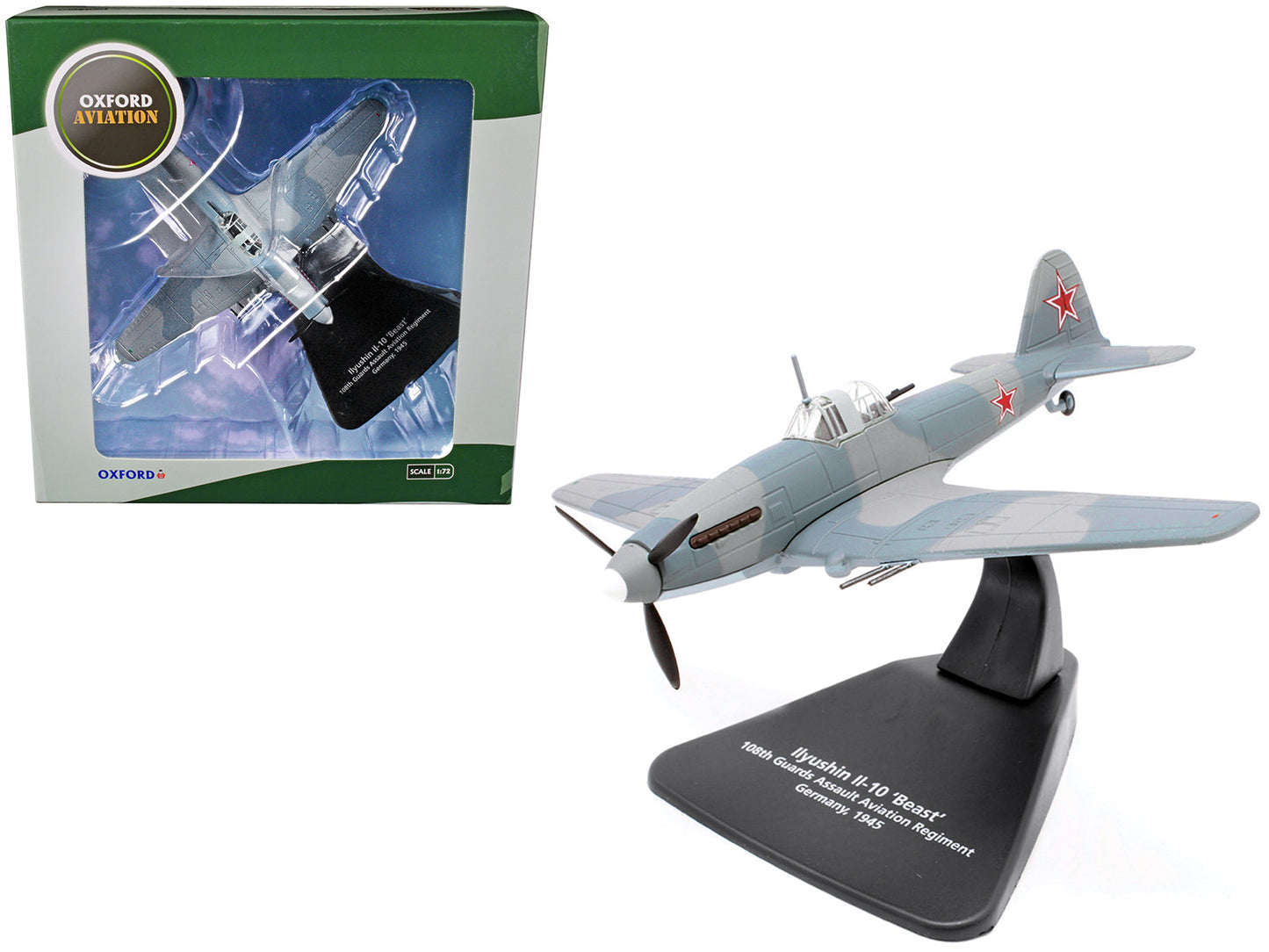Ilyushin Il-10 "Beast" War Plane 108th Guards Assault Aviation Regiment Germany (1945) "Oxford Aviation" Series 1/72 Diecast Model Airplane by Oxford Diecast  free shipping USA