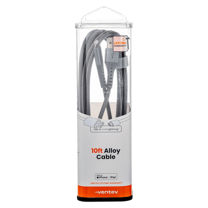 Ventev Chargesync Alloy USB A to Apple Lightning Cable 10ft by Ventev