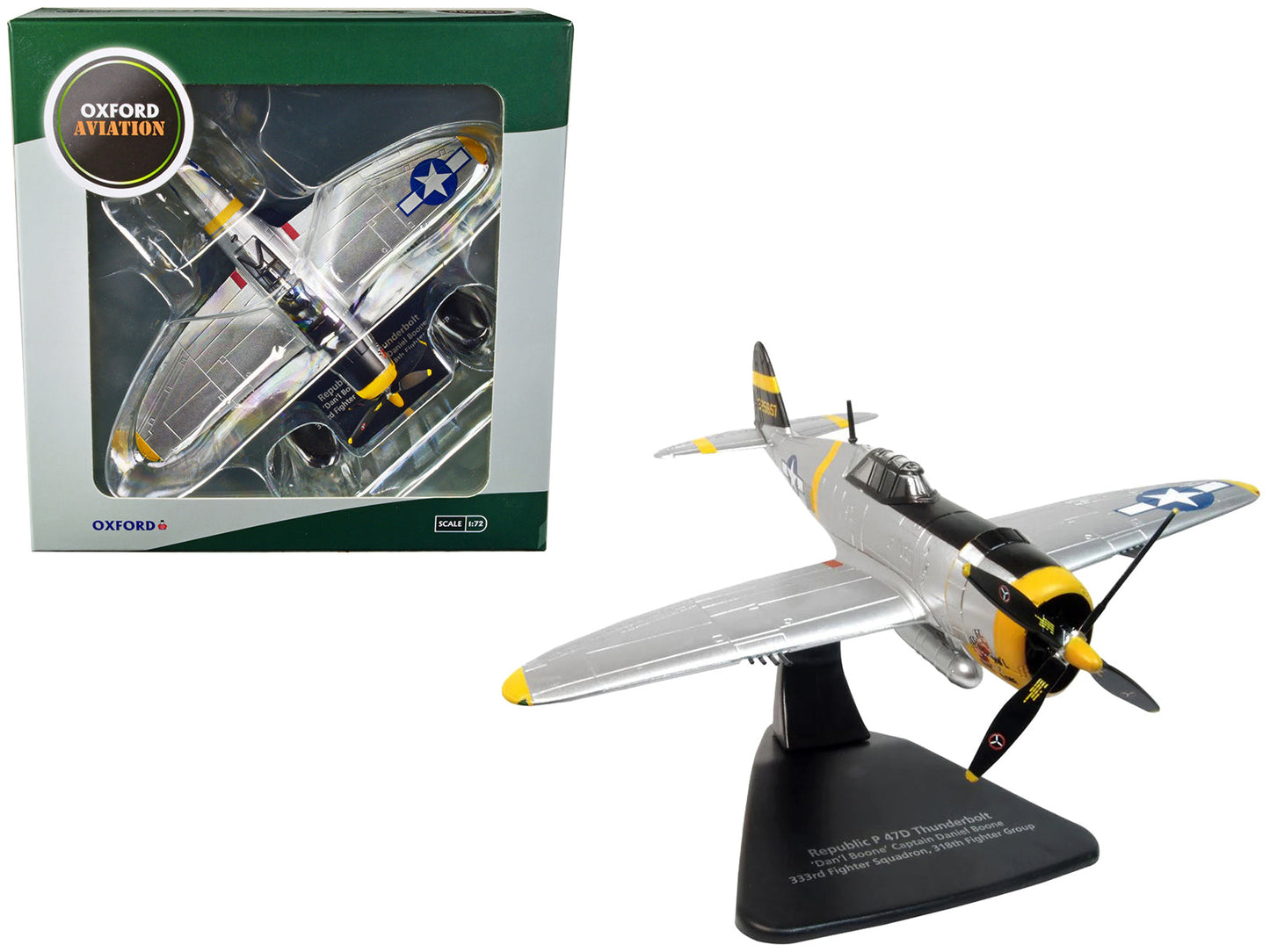 Republic P-47D Thunderbolt Fighter Plane USAAF "Captain Daniel Boone 333rd Fighter Squadron 318th Fighter Group" "Oxford Aviation" Series 1/72 Diecast Model Airplane by Oxford Diecast  free shipping USA