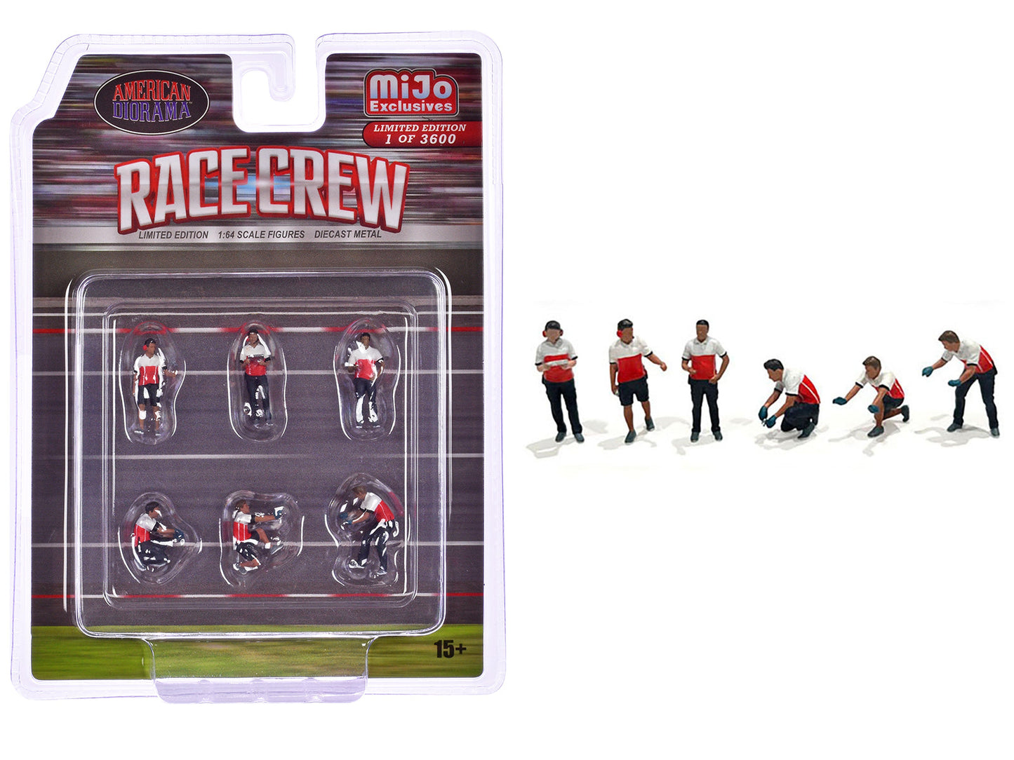 "Race Crew" 6 piece Diecast Figure Set (6 Figures) Limited Edition to 3600 pieces Worldwide for 1/64 Scale Models by American Diorama  free shipping USA