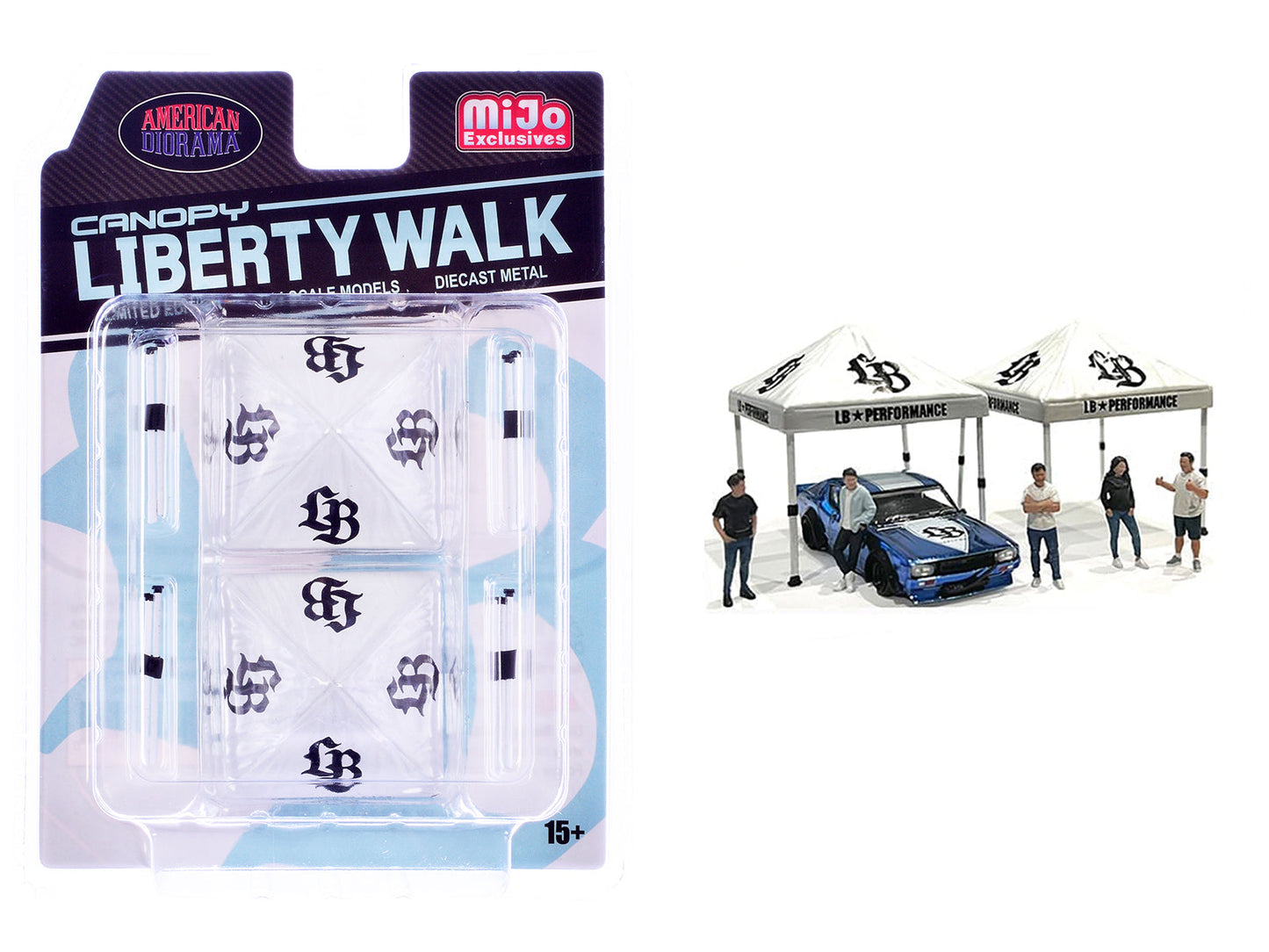 "Liberty Walk" Canopy 2 Piece Set White Limited Edition for 1/64 Scale Models by American Diorama  free shipping USA
