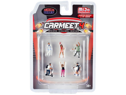 "Car Meet 4" 6 piece Diecast Figure Set for 1/64 Scale Models by American Diorama  free shipping USA