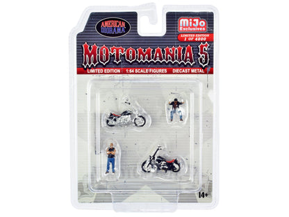 "Motomania 5" 4 piece Diecast Set (2 Figures and 2 Motorcycles) Limited Edition to 4800 pieces Worldwide for 1/64 Scale Models by American Diorama  free shipping USA