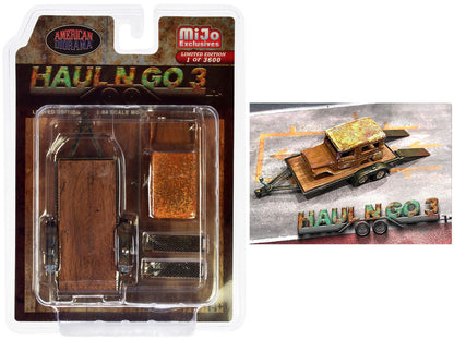 "Haul N Go 3" 4 piece Diecast Model Set (1 Flatbed Trailer 1 Abandoned Car 2 Ramps) Limited Edition to 3600 pieces Worldwide for 1/64 scale models by American Diorama  free shipping USA