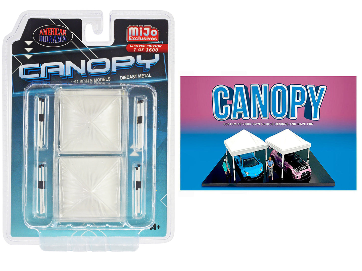 Canopy 2 Piece Set White Limited Edition to 3600 pieces Worldwide  1/64 Scale Models by American Diorama  free shipping USA
