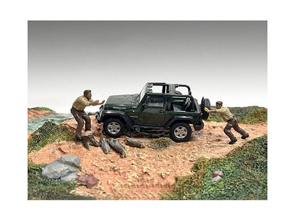 "4X4 Mechanics" 2 Piece Diecast Figure Set 3 for 1/43 Scale Models by American Diorama  free shipping USA