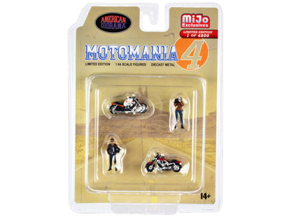 "Motomania 4" 4 piece Diecast Set (2 Figures and 2 Motorcycles) Limited Edition to 4800 pieces Worldwide 1/64 Scale Models by American Diorama  free shipping USA