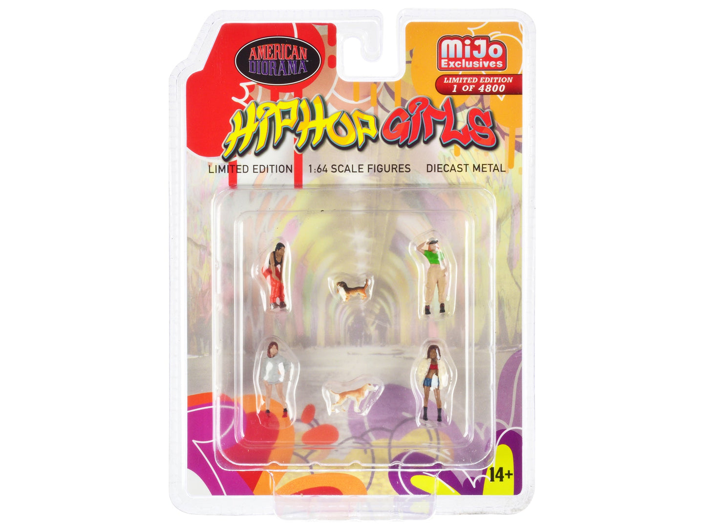 "Hip Hop Girls" 6 piece Diecast Set (4 Women 2 Dog Figures) Limited Edition to 4800 pieces Worldwide 1/64 Scale Models by American Diorama  free shipping USA