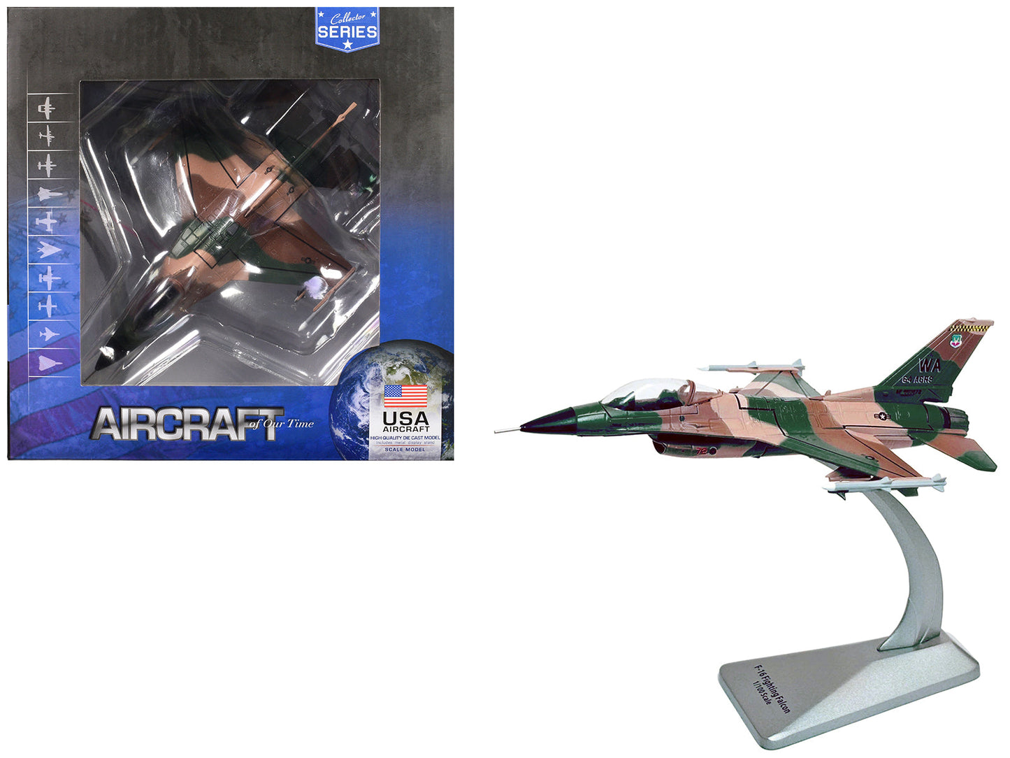 Lockheed F-16C Fighting Falcon Fighter Aircraft "Block 32 64th Aggressor Squadron Nellis AFB" (2007) United States Air Force "Collector Series" 1/100 Diecast Model by Air Force 1  free shipping USA
