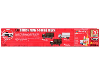 Level 1 Model Kit British Army 4-ton 4x4 GS Truck with 3 Scheme Options 1/76 Scale Plastic Model Kit by Airfix