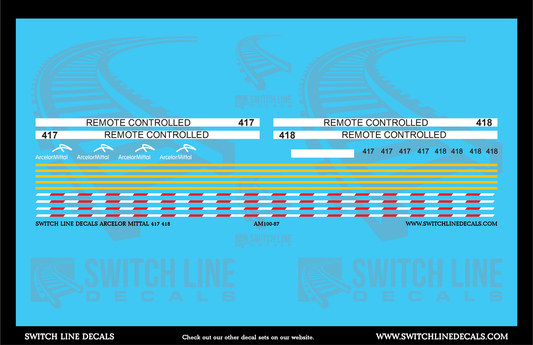 HO Scale Arcelor Mittal 417 418 Locomotive Decal Set