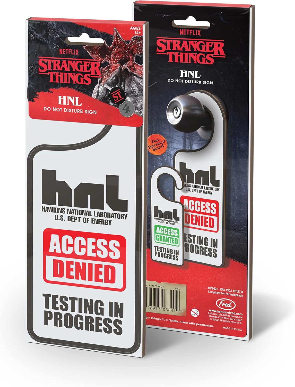 Fred & Friends:  Do Not Disturb Sign - Stranger Things - Hawkins National Laboratory